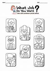 Kids Coloring Professions Pages Jobs Occupations Worksheets Printable Worksheeto Community Via sketch template