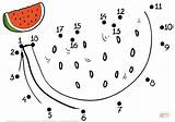 Dot Watermelon Fruits Coloring Dots Pages Printable Connect Worksheets Drawing Skip Puzzle Categories Supercoloring sketch template
