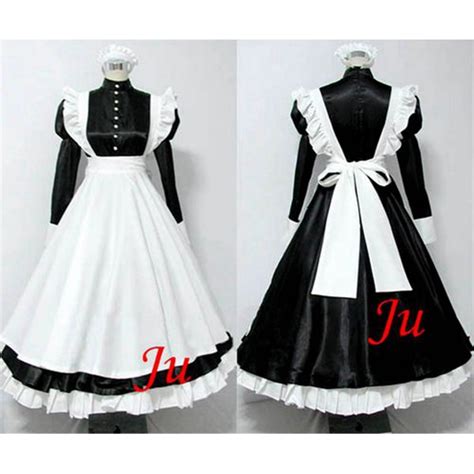 sexy sissy maid dress satin lockable uniform cosplay costume tailor