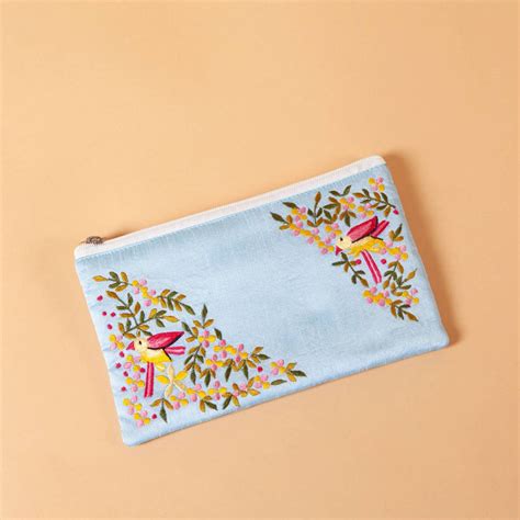 blue embroidered pouch shreyas boutique