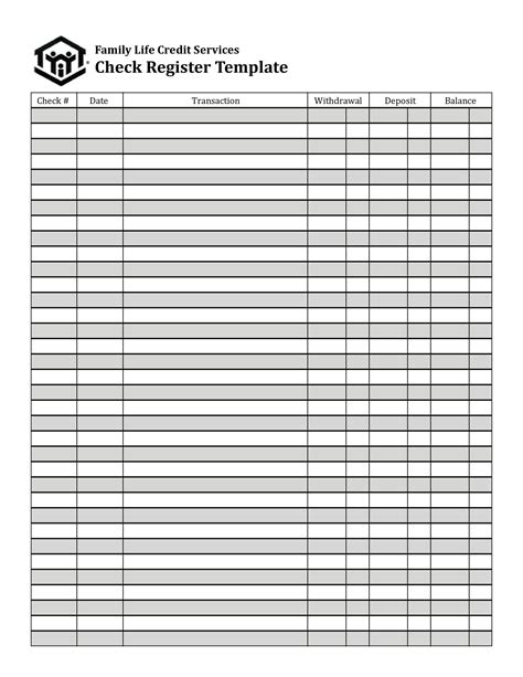 printable checkbook register sheets  printable templates