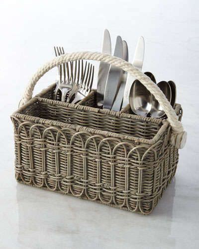 flatware sets sterling silver flatware utensil caddy wicker basket weaving
