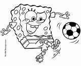 Coloring Spongebob Soccer Playing Squarepants Pages sketch template