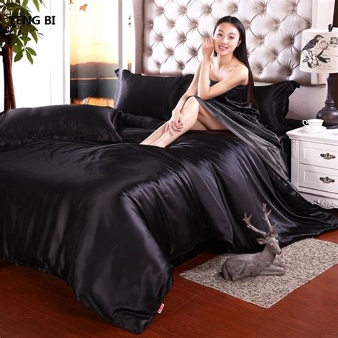 hot 100 pure satin silk bedding set home textile king size bed