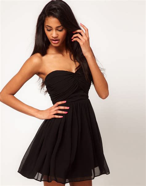 lyst asos collection mini skater dress with sweetheart neck in black