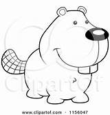 Beaver Smiling Clipart Cartoon Cory Thoman Outlined Coloring Vector sketch template