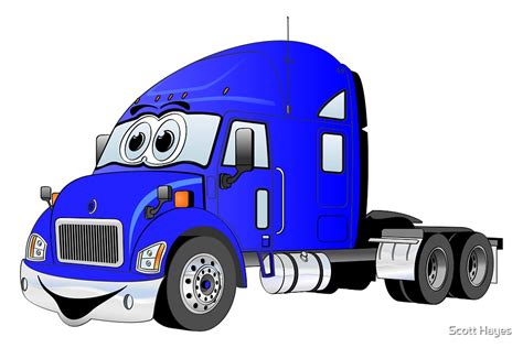 semi truck blue cartoon  graphxpro redbubble