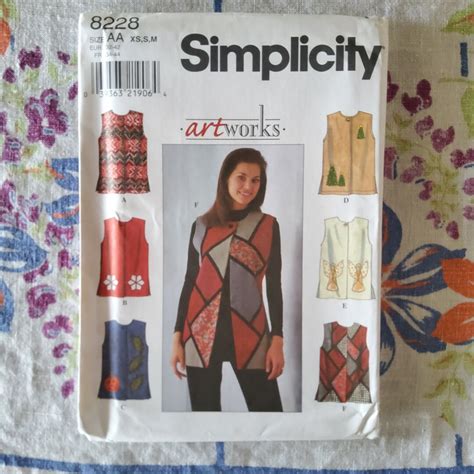 simplicity  complete uncut factory folds vintage  sewing pattern artworks vests seasonal