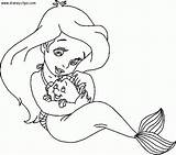 Coloring Mermaid Pages Little Princess Disney Print sketch template