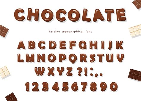 chocolate font design sweet glossy abc letters  numbers  vector art  vecteezy