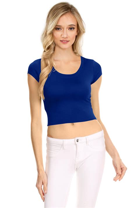 nyl womens basic short sleeve scoop neck crop top usa xxx large