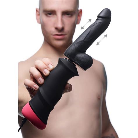 lovebotz mega pounder hand held thrusting silicone dildo black sex