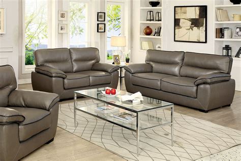 lennox gray shined faux leather living room set cm  furniture