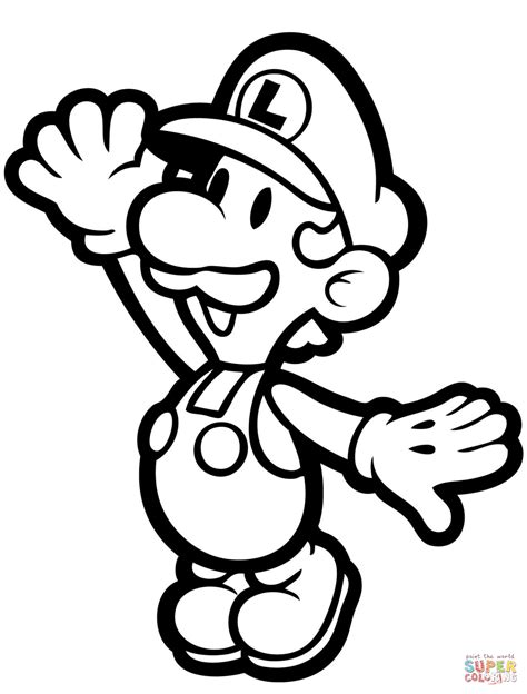 paper luigi coloring page  printable coloring pages