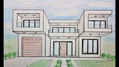 draw  house   point perspective house design drawing