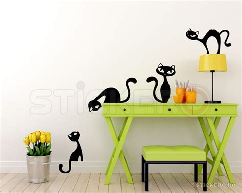 sticker de perete set de pisicute negre stickere decorative home