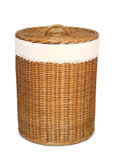 large hand woven natural rattan laundry hamper  cotton liner