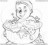 Bathing Baby Lineart Illustration Happy Tub Rubber Clipart Royalty Duck Vector Visekart sketch template