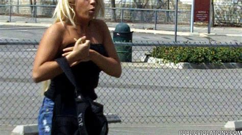 busty blonde get her top pulled down in public pichunter