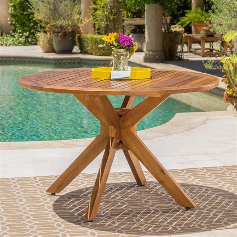 noble house teak brown  wood outdoor dining table   home