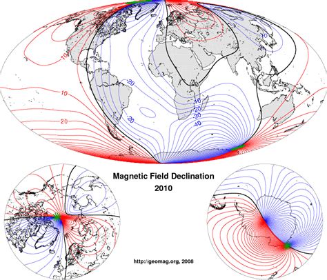 historical main field change  declination