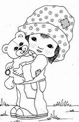 Coloring Stamps Pages Girl Digi Bear Digital Teddy Color Christmas Colouring Girls Pano Seç Stamp Cute Sheets Cards sketch template