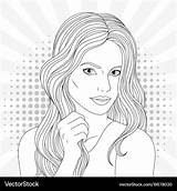 Coloring Pages Girl Beautiful Pretty Girls Vector Vectorstock Royalty sketch template