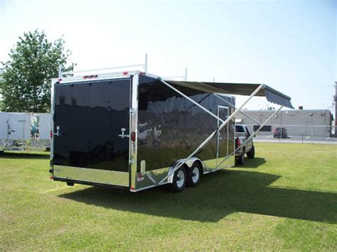 elite  foot enclosed trailer  awning  american trailer pros cargo trailers