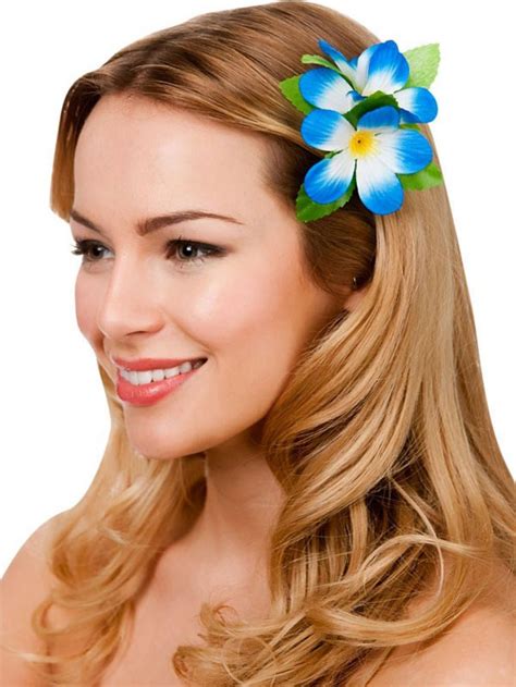 New Royal Blue Hibiscus Flower Hair Clip Fancy Dress Bridal Hawaiian