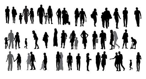 set  silhouette walking people  children vector illustration  vector art  vecteezy