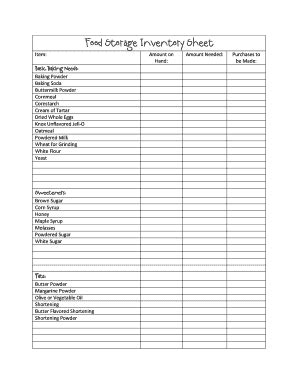 food stock inventory template master template