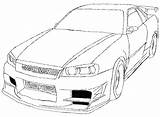 Gtr Furious Skyline R32 Jdm R34 Coloringhome Drawed Supra Educative Drift Furiosos Coloriages Lápiz Draw Camiones Motos Velozes Cols Entretien sketch template