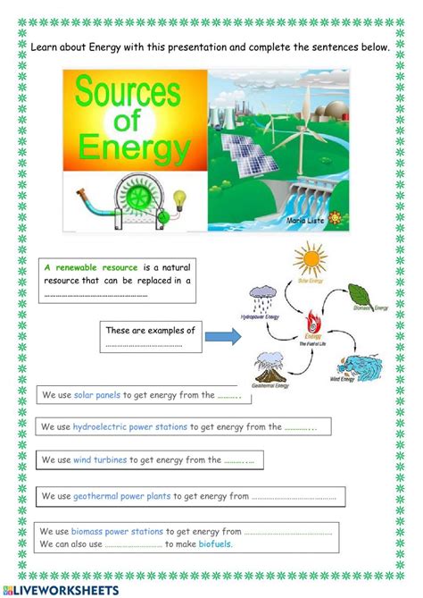 sources  energy interactive worksheet renewable energy resources