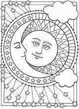 Moon Coloring Pages Half Stars Sun Printable Colouring Adults Star Kids Template Popular Coloringhome Print sketch template