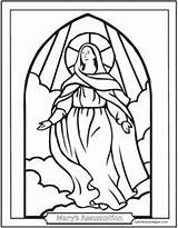 Mary Assumption Rosary Saints Maria Template Religionsunterricht Saintanneshelper Heaven Mysteries Heilige sketch template