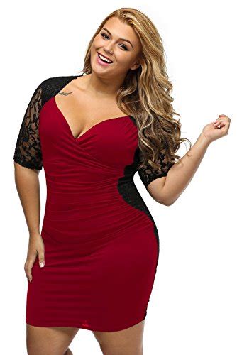 Pink Queen Womens Plus Size Deep V Neck Wrap Ruched Waisted Bodycon