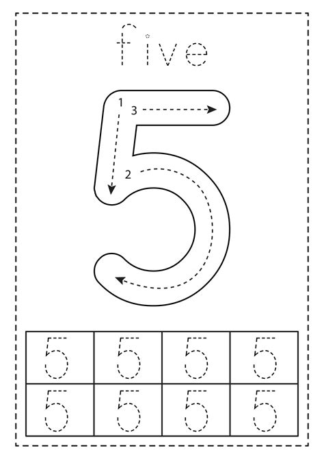 tracing number  preschool worksheet black  white