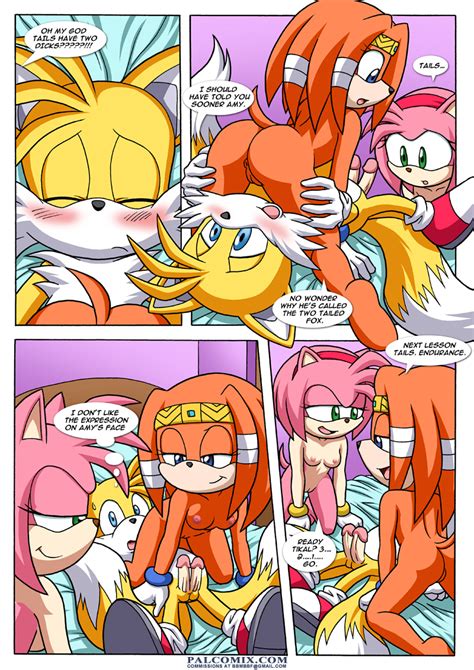 xbooru 2girls amy rose anus comic furry group sex miles tails prower mobius unleashed