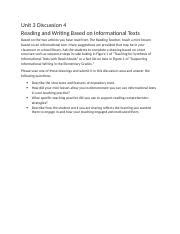 documentdocx unit  discussion  reading  writing based  informational texts based
