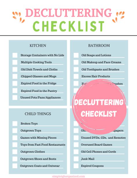 decluttering checklist simpleigh organized