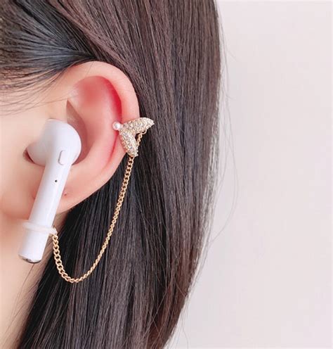 airpod vertical earringsnon hole gold flower anti lost airpod etsy