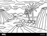 Colorare Vicino Montagne Antistress Adulti Profilo Oceano Palme Bambini Vulcani Coloring Immagine sketch template