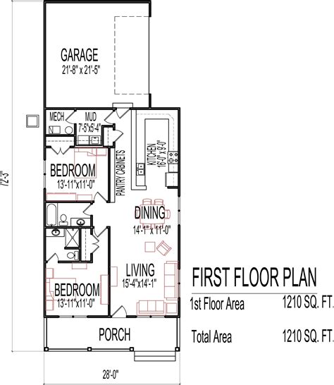 small  cost economical  bedroom  bath  sq ft single story house floor plans blueprint