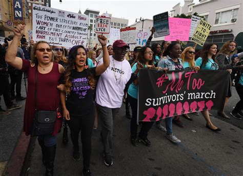 survivors of sexual assault harassment come together for metoo march in hollywood ktla