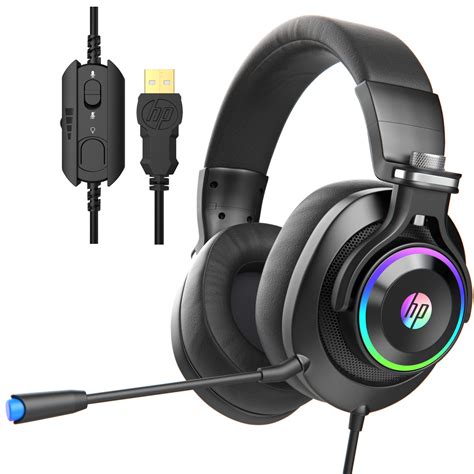 hp usb pc gaming headset  surround sound rgb led lighting noise isolating  ear game