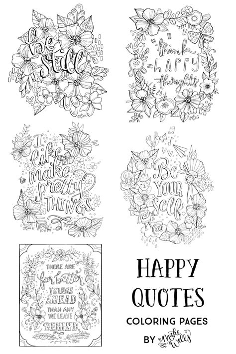 happy quotes coloring pages makewells downloadable printable
