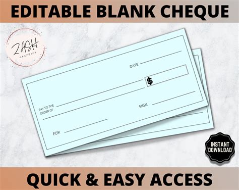 blank check template editable bank cheque printable cheque etsy hong kong