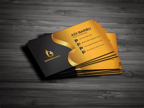business card design gold  black colors graphicsfamily