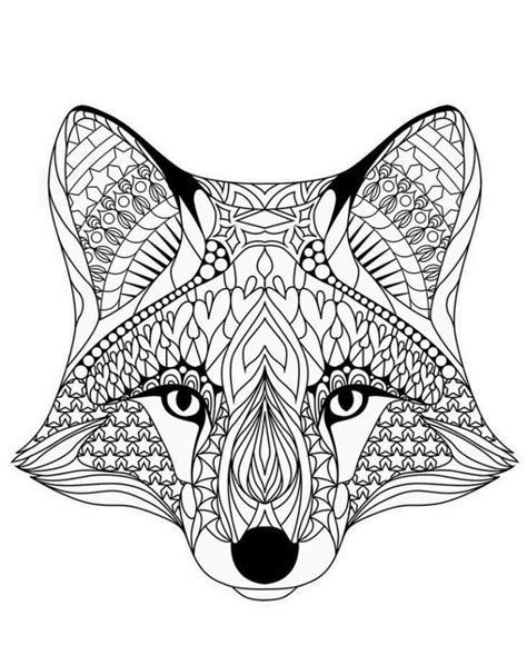 mandala fox coloring book  print
