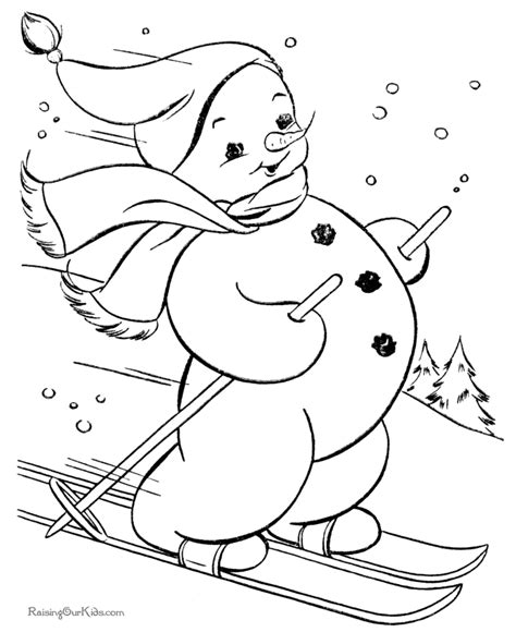 christmas coloring pages skiing snowman